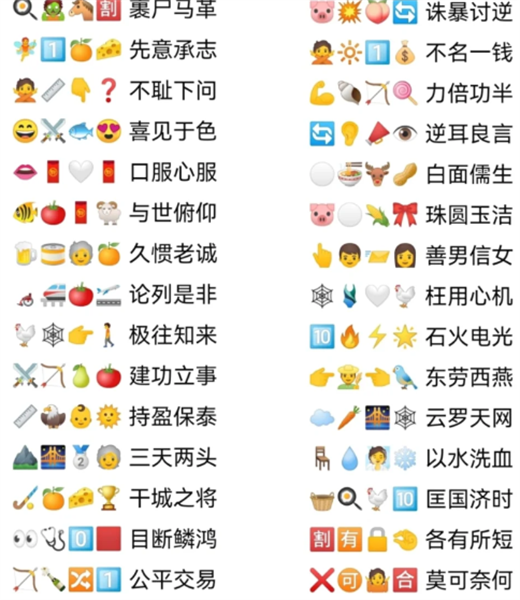 卡普喔最新版emoji猜成语答案