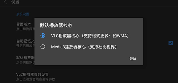 蜗牛云盘切换播放器核心模式