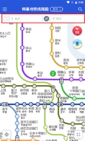韩巢韩国地铁线路图